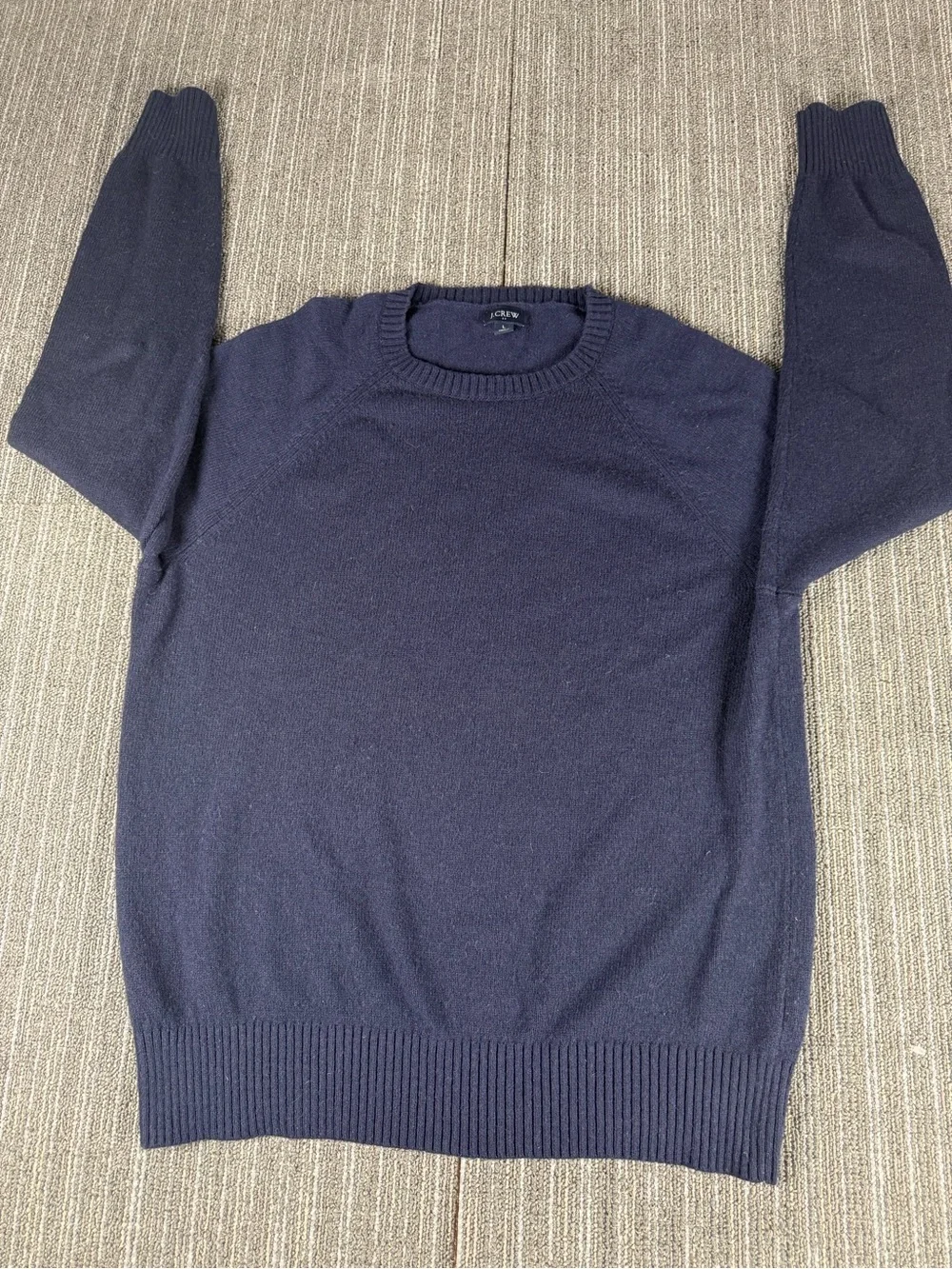J. Crew Men's Navy Crewneck Wool Blend Sweater Size Large